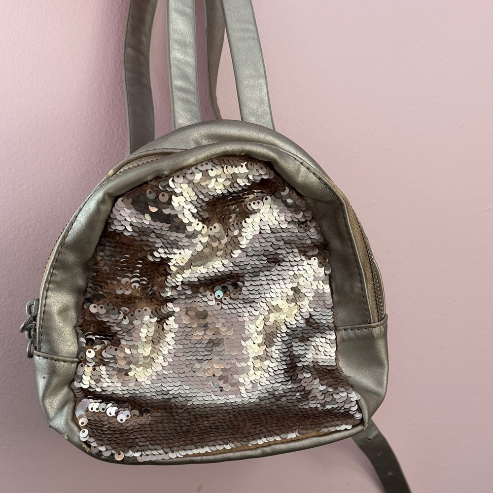 Zara Girl Sequin Silver mini Backpack